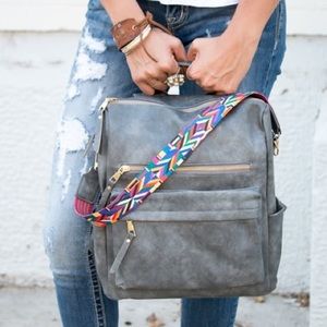 Gray convertible backpack